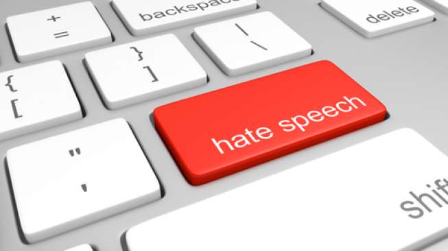 Ilustrasi simbol ujaran kebencian pada keyboard komputer (Shutterstock).