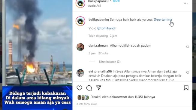 Viral Kilang Minyak Milik Pertamina Terbakar Di Balikpapan Warganet