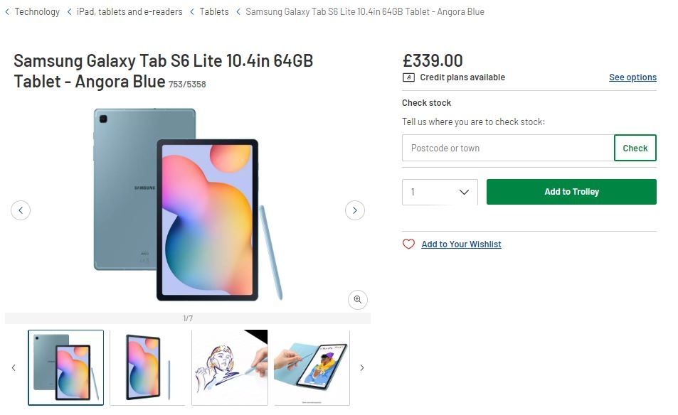 Samsung Tab S6 Lite Диагональ