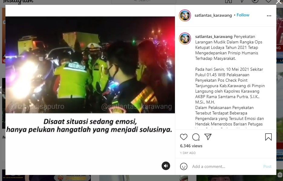 Viral Pemudik Emosi Mau Terobos Posko Penyekatan Dapat Pelukan Polisi