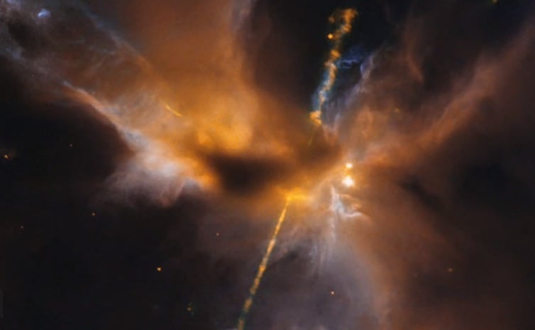 Gambar jepretan teleskop Hubble menampilkan fenomena lahirnya bintang baru yang menyerupai 