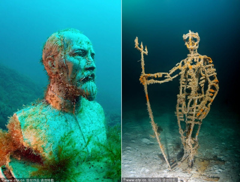 Museum bawah laut ini terdiri dari patung-patung tokoh dunia dan replika beberapa ikon dunia. (Foto: Andrey Nekrasov)