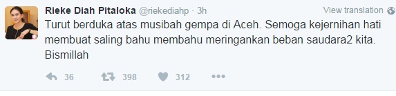 Kicauan neitizen soal gempa Aceh. [Twitter]