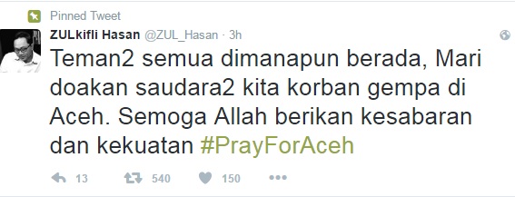 Kicauan netizen soal gempa Aceh. [Twitter]