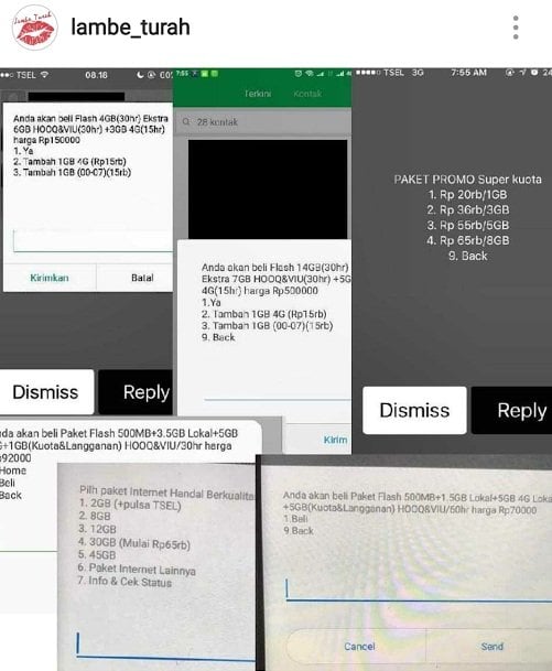 Aneka tarif Telkomsel. [@Lambeturah]