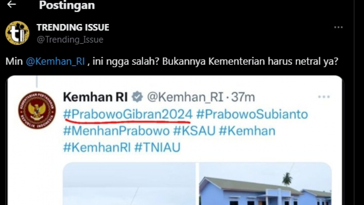 Kepergok Tulis Tagar Prabowo-Gibran 2024, Kemhan Terancam Kena Sanksi Berat
