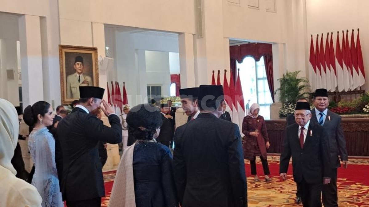 AHY Hormat ke Jokowi, Prabowo Antre Beri Selamat di Belakang Wapres Ma'ruf Amin
