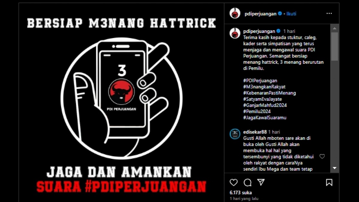 PDI Perjuangan Bersiap Menang Hattrick, Warganet: 16 Persen Kok Minta Hattrick