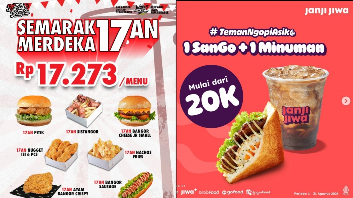 Promo 17 Agustus 2024 Sambut HUT RI ke-79, Ada Burger Bangor Sampai Kopi Janji Jiwa!