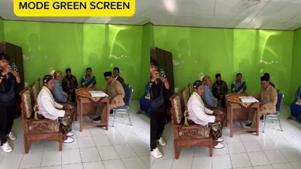 Viral Pengantin Akad Nikah Pakai Green Screen: Ngakak! Ijab Kabul di Bulan