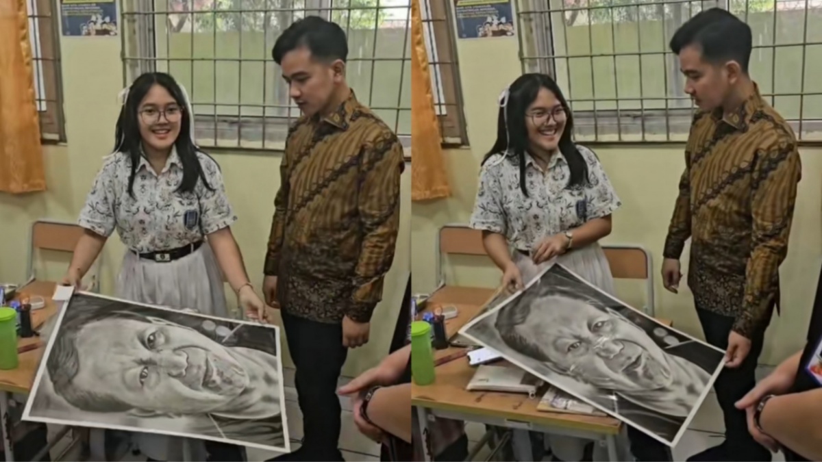 Sosok Siswi SMA Titip Lukisan Bergambar Prabowo ke Gibran