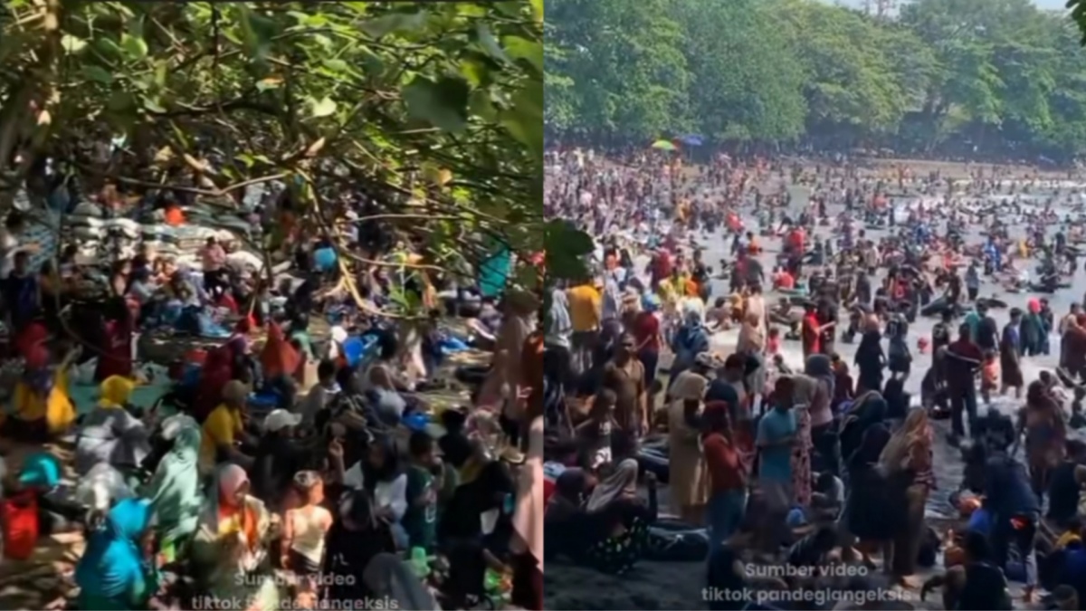 Viral! Kawasan Wisata Pantai Anyer Penuh Manusia, Niat Healing Malah Pusing