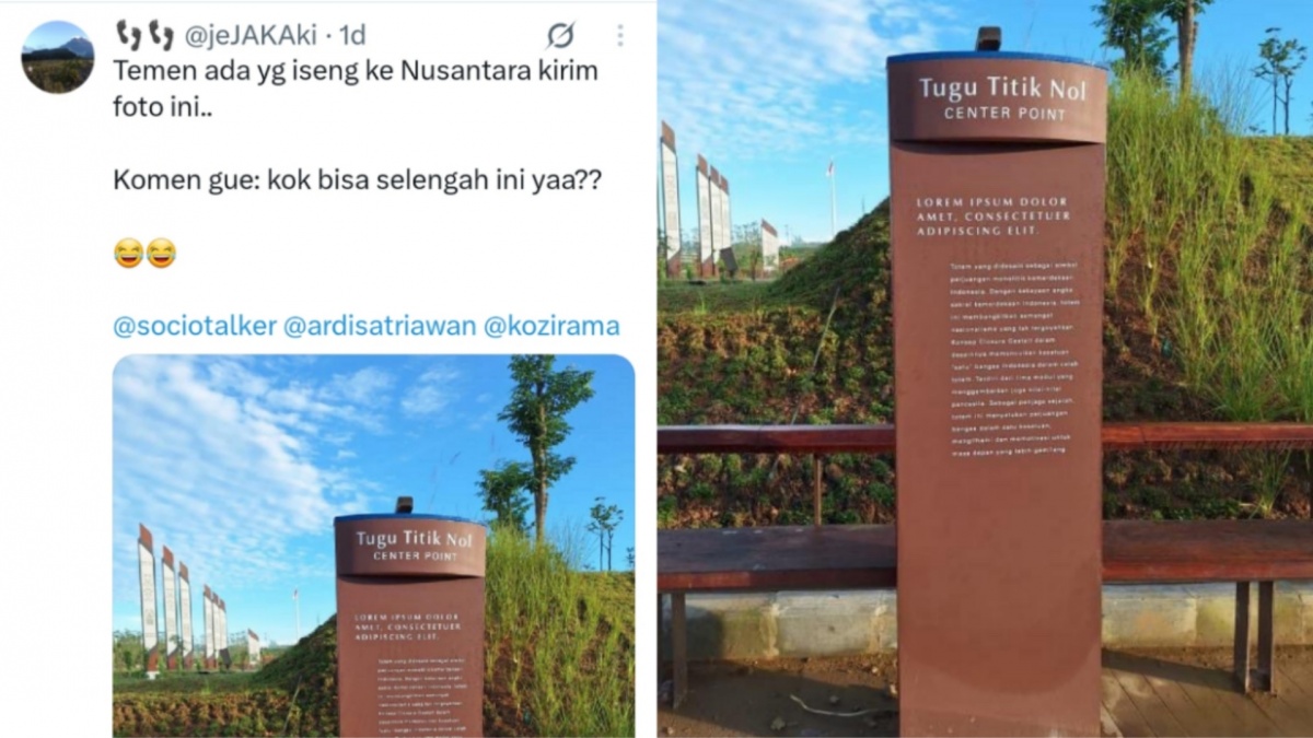 Monumen Titik Nol IKN Masih Ada Tulisan "Loren Ipsum", Netizen Gagal Paham: Kok Bisa Selengah Ini?