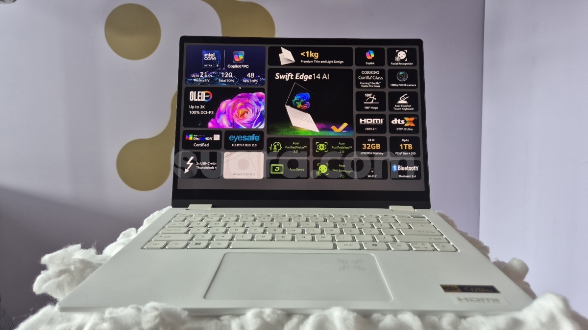 Acer Swift Edge 14 AI, Laptop Ultra Ringan Pertama, Anti Silau dan Bisa Bebersih Sendiri