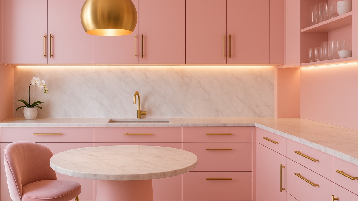 8 Desain Dapur Pink Minimalis yang Manis dan Elegan, Suasana Rumah Makin Menyala Keren!