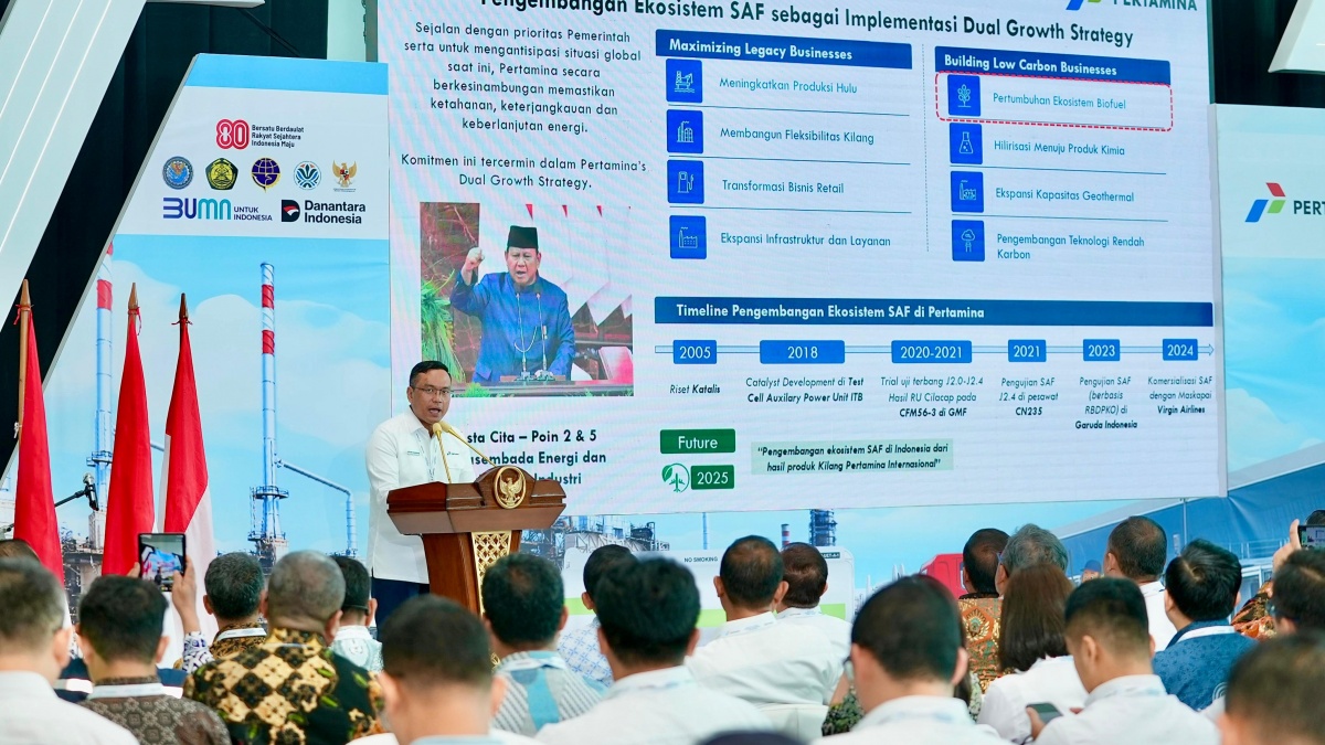 Pertamina Resmikan Penerbangan Perdana SAF dari Minyak Jelantah