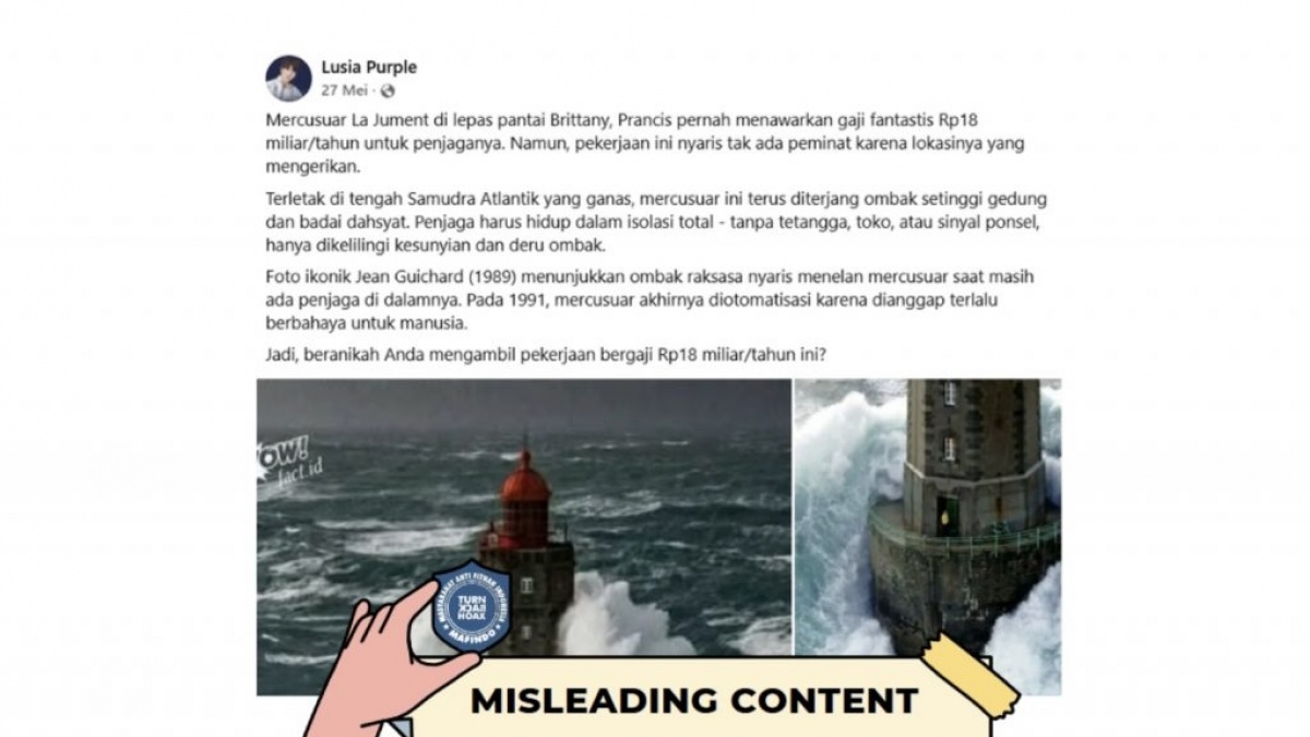 CEK FAKTA: Benarkah Penjaga Mercusuar La Jument Digaji Rp 18 Miliar per Tahun?