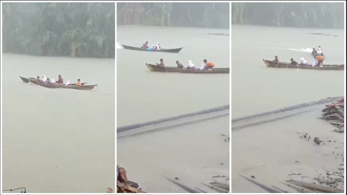 Viral! Bocah SD Tarik Perahu Teman dari Arus Deras Demi Bisa Sekolah