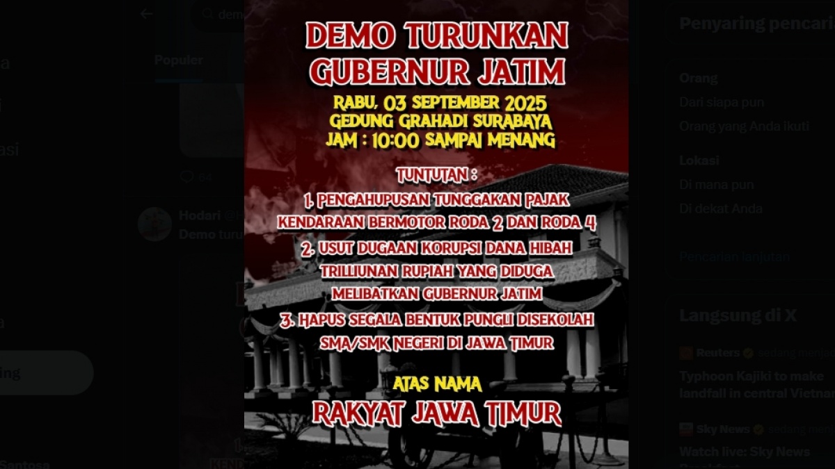 Heboh Rencana Demo 3 September Jatim, Tuntut Khofifah Jawab Soal Korupsi dan Pungli
