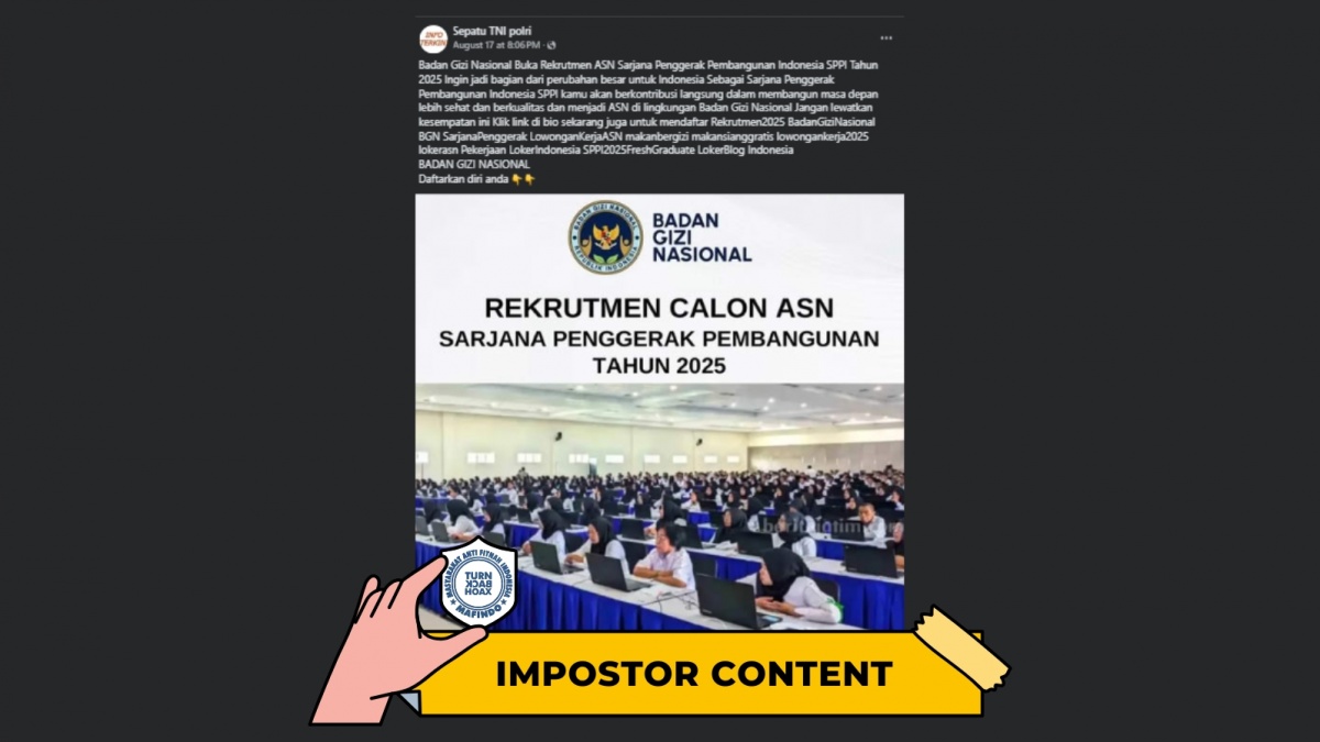 CEK FAKTA: Rekrutmen ASN Badan Gizi Nasional 2025, Benarkah?