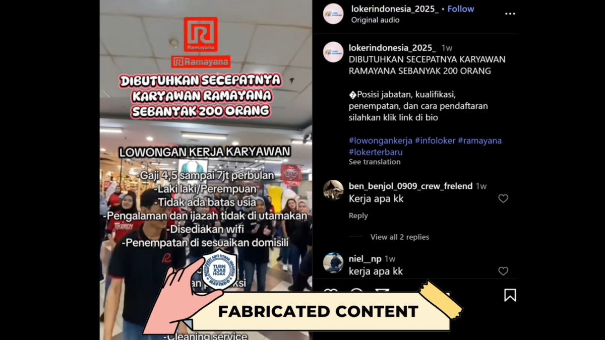 CEK FAKTA: Lowongan Kerja Ramayana 2025