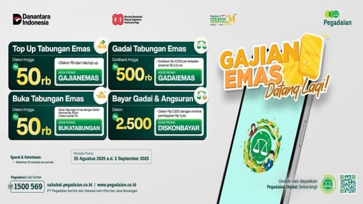 Nikmati Promo Gajian Emas! Gadai Tabungan & Bayar Angsuran Kini Lebih Mudah di Pegadaian Digital