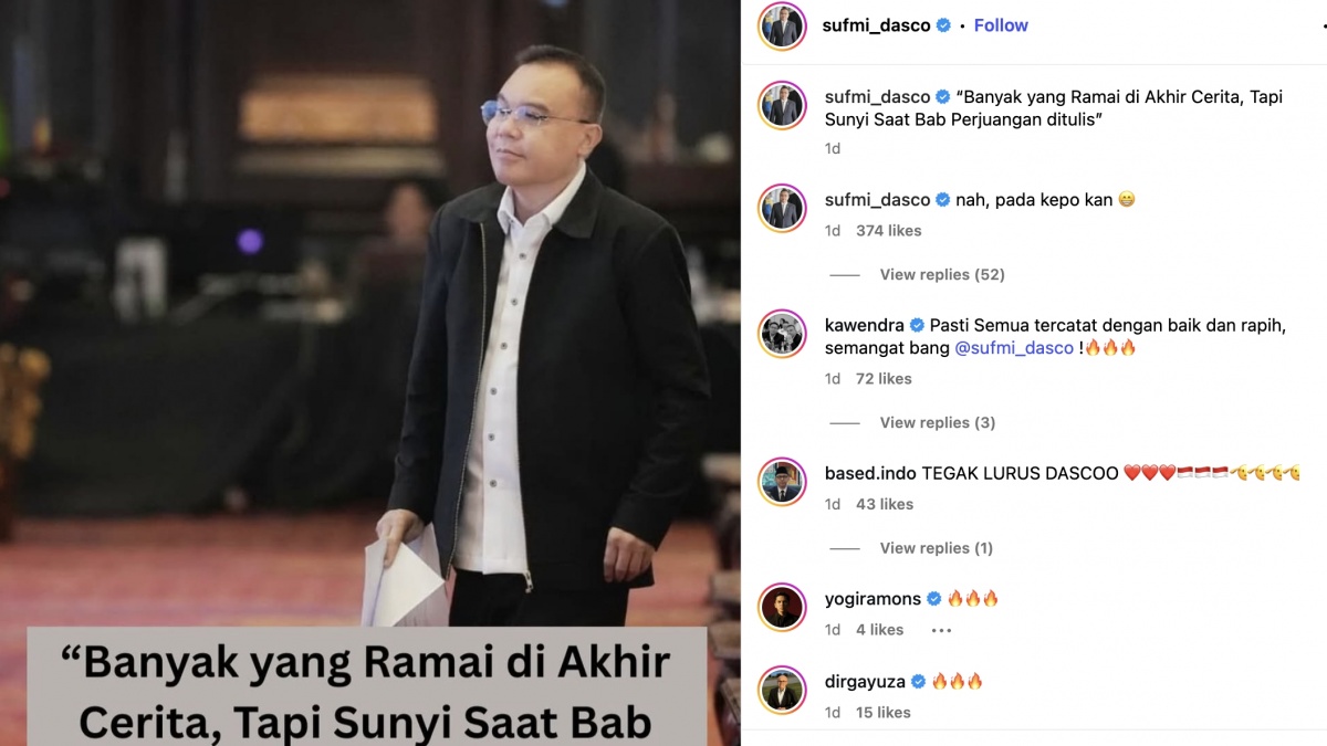 Lempar 'Bom' di Medsos soal 'Ramai dan Sunyi', Dasco: Nah Pada Kepo ya