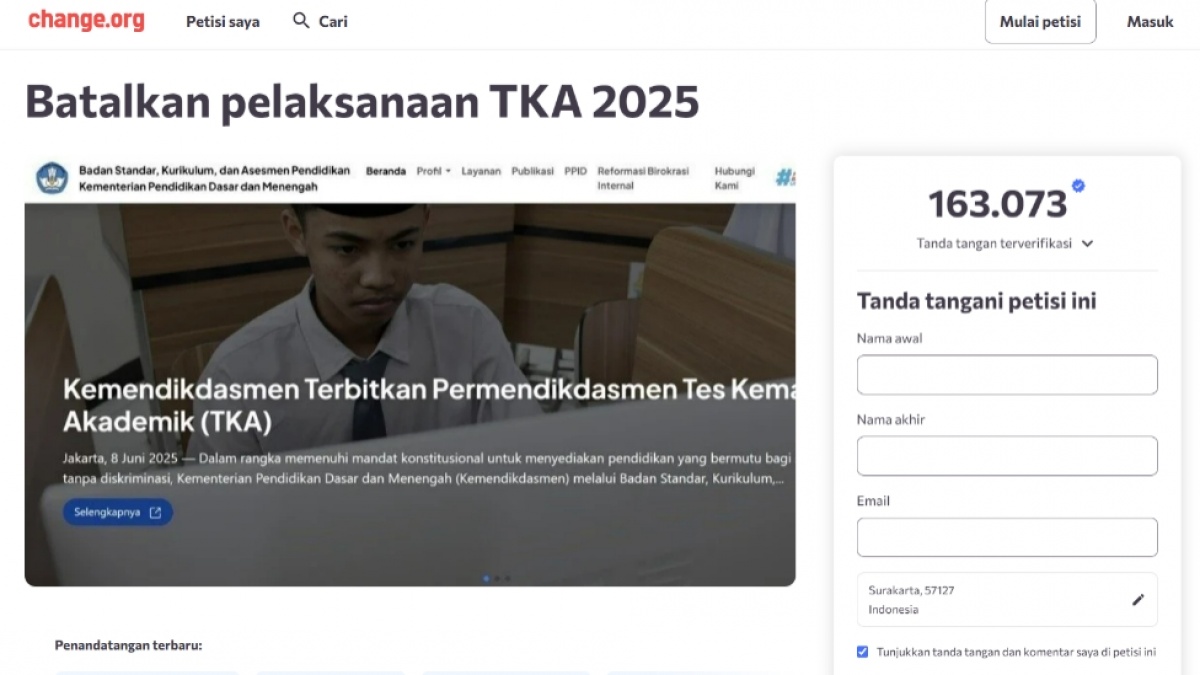 7 Poin Penting Petisi Batalkan Pelaksaan TKA 2025 yang Dapat 160 Ribu Tanda Tangan