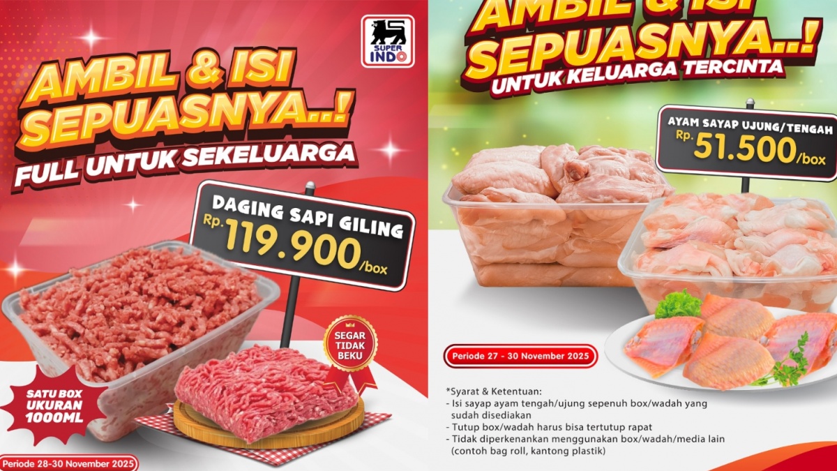 Promo Superindo Hari Ini: 29 November 2025 Borong Sepuasnya Daging Giling Cuma Rp100 Ribuan!