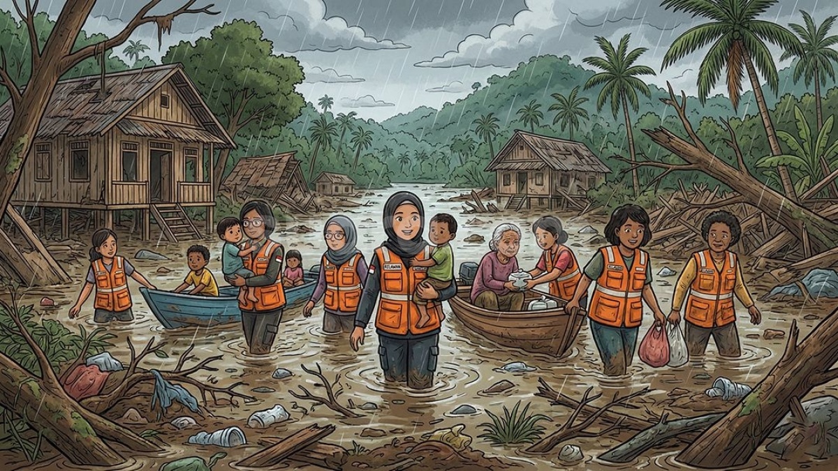 Di Balik Senyum di Posko Pengungsian, Perempuan Sumatra Menanggung Beban Sunyi yang Berat