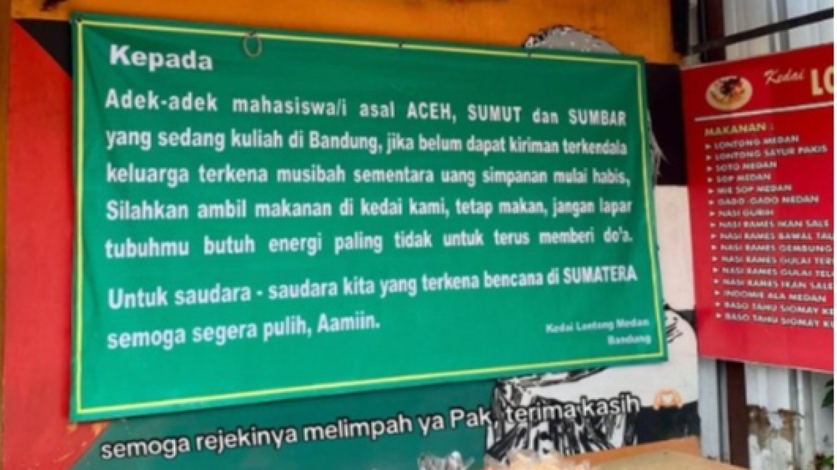 Warung di Bandung Gratiskan Mahasiswa yang Keluarganya Jadi Korban Banjir, Kalimatnya Bikin Terharu