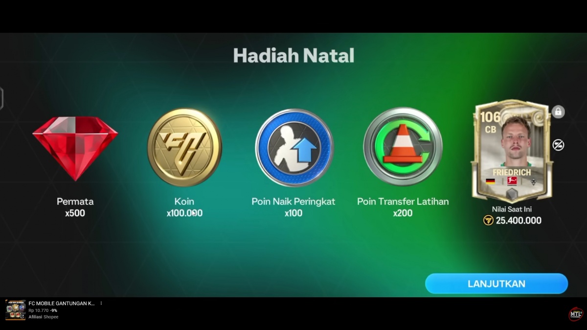 29 Kode Redeem FC Mobile Aktif 26 Desember, Ada Hadiah Natal Pemain 106-115 & Poin Transfer Latihan