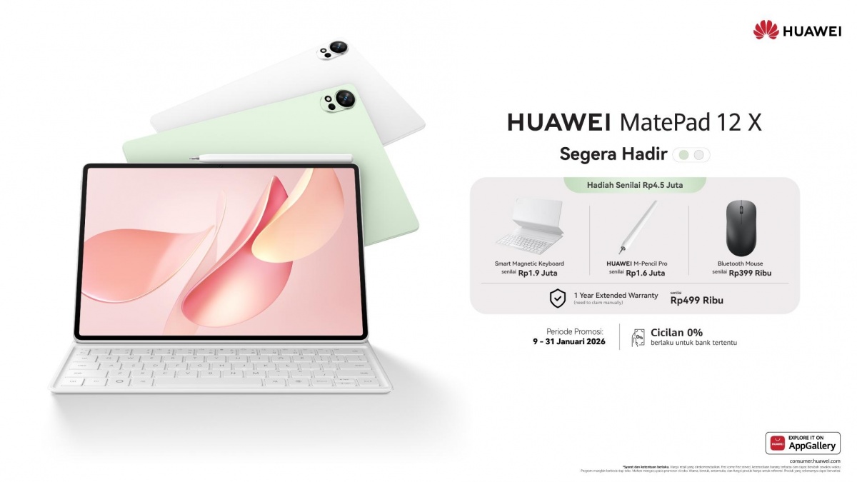 Huawei MatePad 12 X 2026 Siap Meluncur di Indonesia, Tablet Rasa PC untuk Produktivitas Tanpa Batas