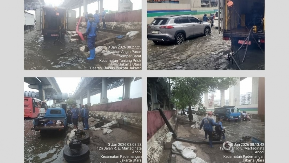 Banjir Rob di Jakarta Utara, Pasukan Biru Kerahkan Pompa Mobile di Titik Vital