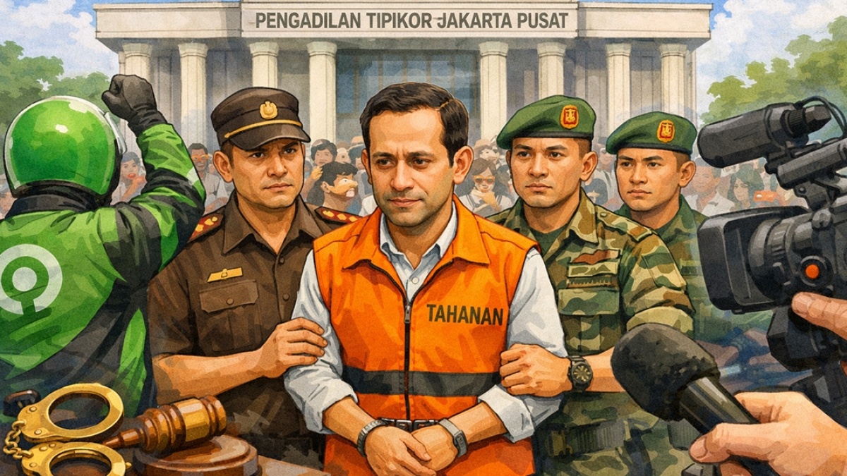 Drama Panjang Sidang Perdana Nadiem Makarim: Dari Pengawalan TNI hingga Hak Bicara yang Terhenti