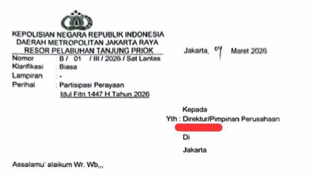 Surat Permintaan THR Mengatasnamakan Polres Tanjung Priok Beredar, Kapolres Tegaskan Ini Palsu!