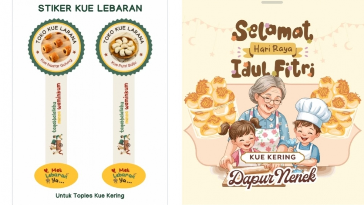 40 Desain Stiker Toples Kue Kering Lebaran Lucu, Bisa Langsung Download Gratis