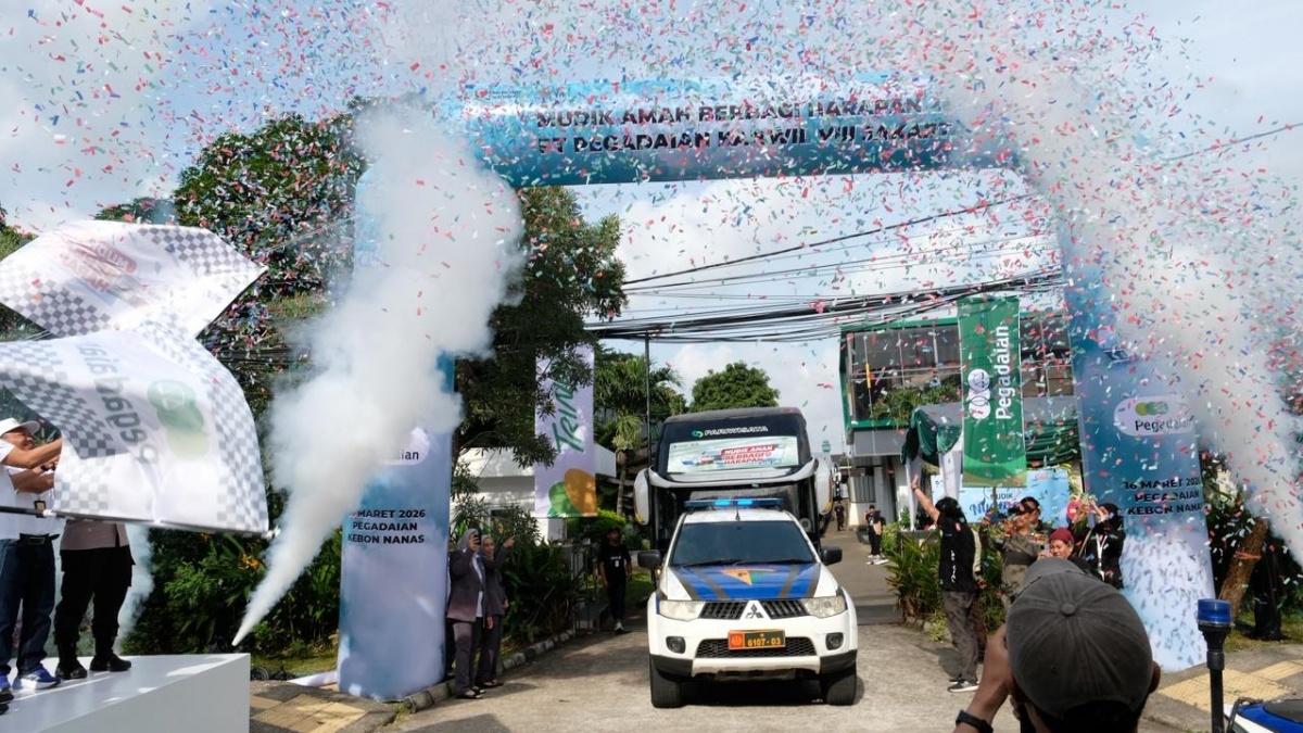 500 Pemudik Mengikuti Program Mudik Aman Berbagi Harapan 2026 dari Pegadaian Kanwil VIII Jakarta 1