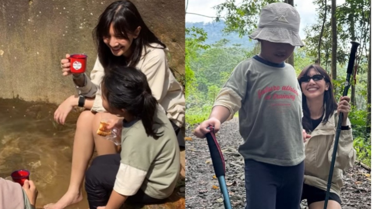 Bangkit dari Duka, Sheila Dara Trekking 4KM ke Curug Bareng Keluarga Dion Wiyoko