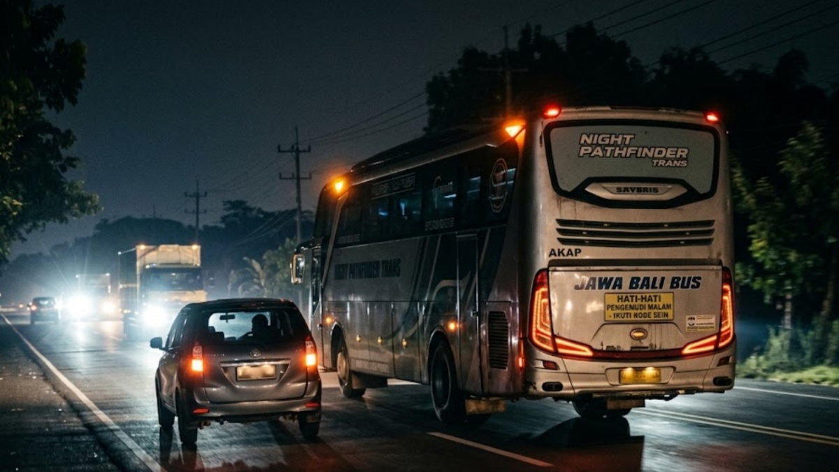 Rahasia Kode Lampu Sein Bus AKAP di Malam Hari, Sinyal Krusial Bagi Kendaraan Kecil
