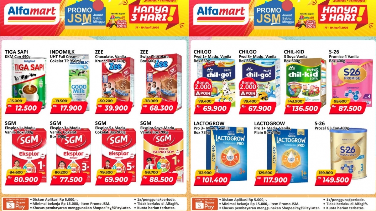 Katalog Promo Alfamart 19 April 2026: Diskon Susu Anak dan Stok Dapur Melimpah