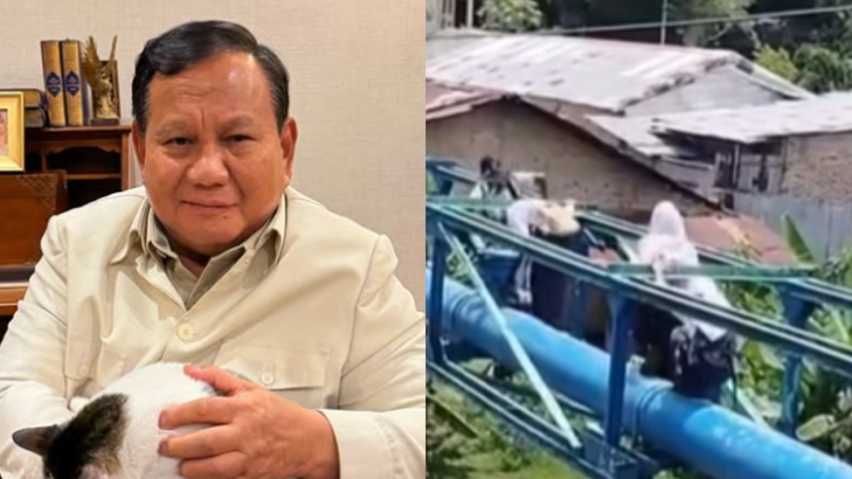Viral Video Siswa Medan Seberangi Sungai Deli di Atas Pipa Air, Warganet Colek Prabowo Subianto