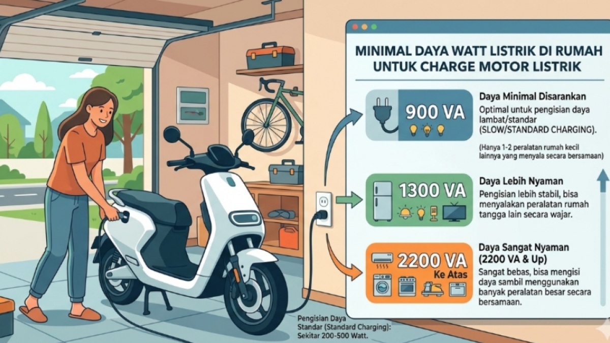 Berapa Daya Listrik untuk Cas Motor Listrik di Rumah? Cek Batas Minimalnya