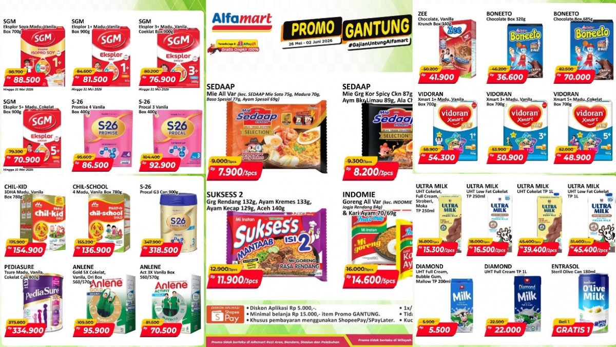 Promo Alfamart Terbaru hingga 2 Juni 2026: Susu Anak, Nugget, dan Mi Instan Mulai Rp4 Ribuan