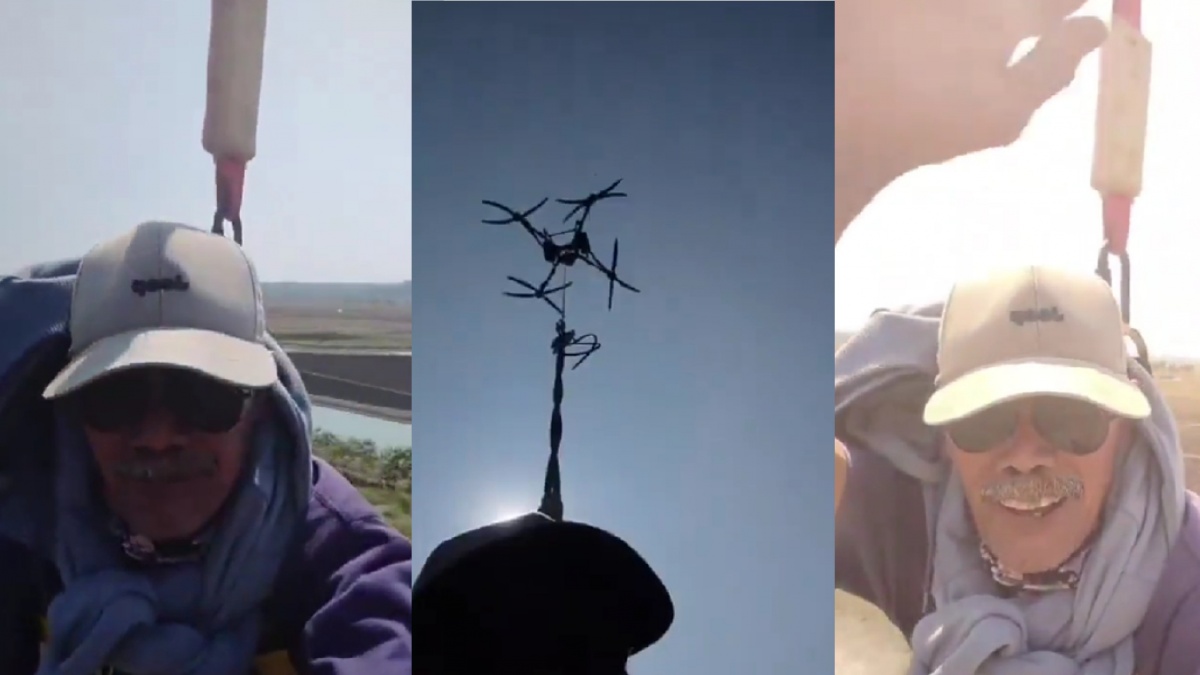 Viral Video Petani Tuban Terbang Pakai Drone, Memangnya Drone Bisa Angkat Manusia?