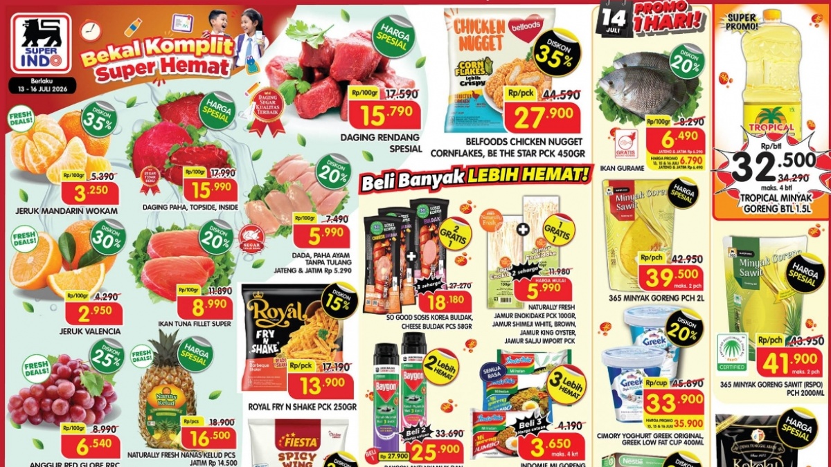 Promo Superindo Terbaru Periode 1316 Juli 2026: Minyak, Ikan hingga Daging Banting Harga
