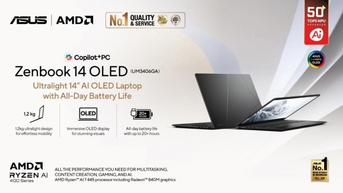 ASUS Zenbook 14 OLED (UM3406GA) Laptop Rekomendasi Pintar & Premium dengan Baterai Awet Seharian
