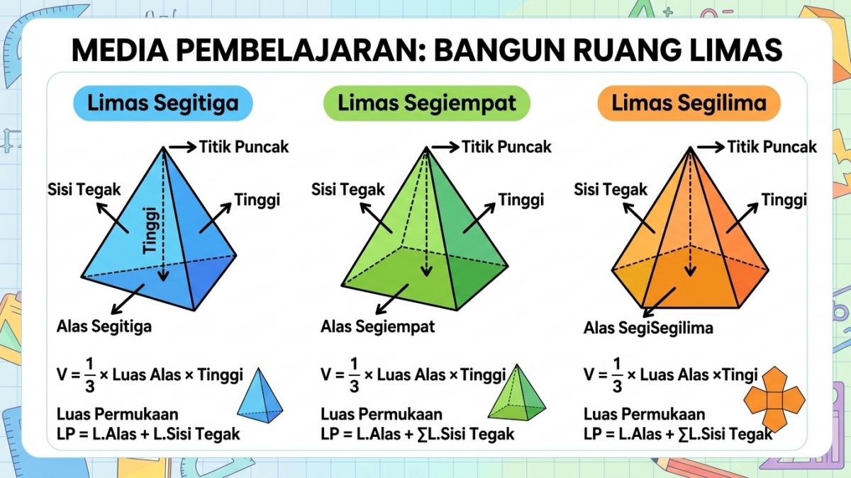 Rumus Volume dan Luas Permukaan Limas Segitiga Lengkap dengan Contoh Soalnya
