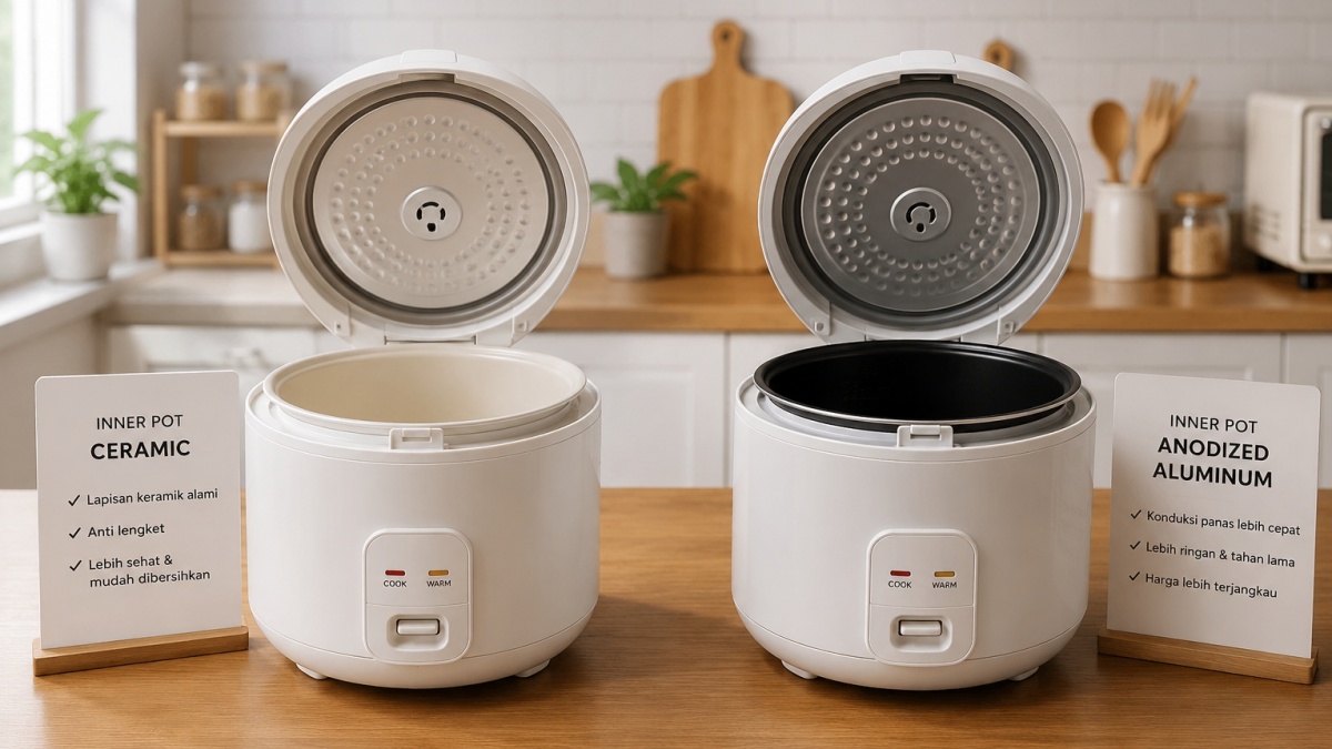 7 Perbedaan Rice Cooker Inner Pot Ceramic vs Anodized Aluminum, Kamu Pilih Mana?