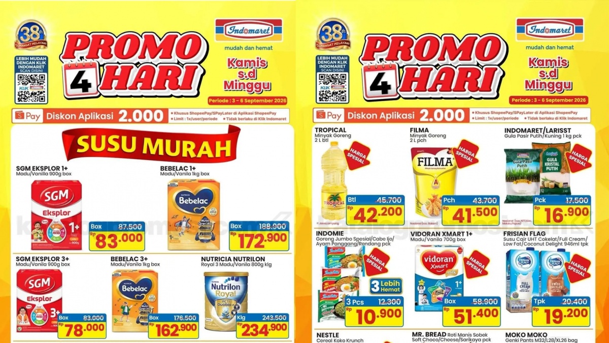 Promo JSM Indomaret Minggu Ini 4-6 September 2026, Susu Nutrilon hingga Bebelac Diskon Gede